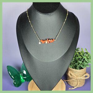 2/$15 January‎ Red Stone Chip Necklace With Star Charm (NWOT)